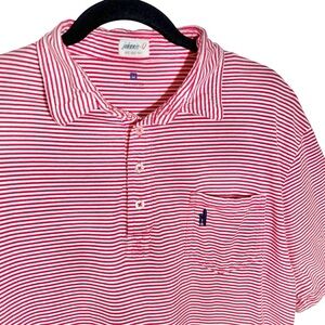 Johnnie-O West Coast Prep Polo Shirt Men's Medium Short Sleeve Golf Red Striped